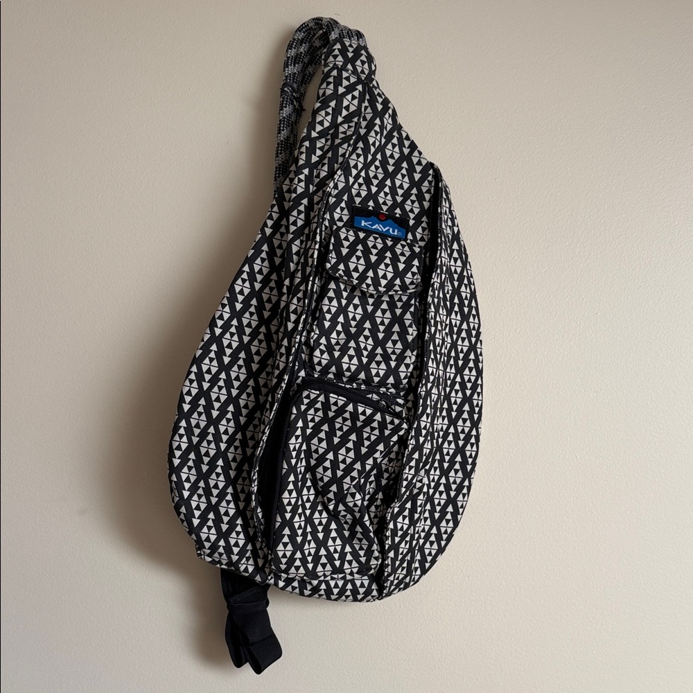 KAVU EUC Black and White Sling Rope Bag